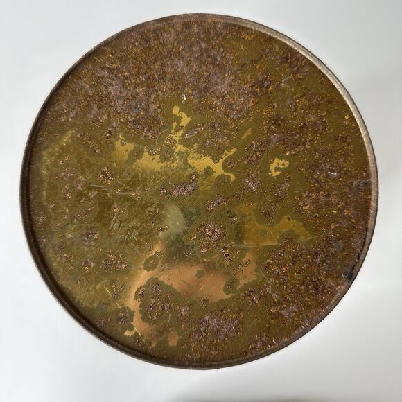 Vtg Metal Trash Can Ye Old Inn Scene Waste Bin Rustic Primitive Patina Tavern - Picture 12 of 16